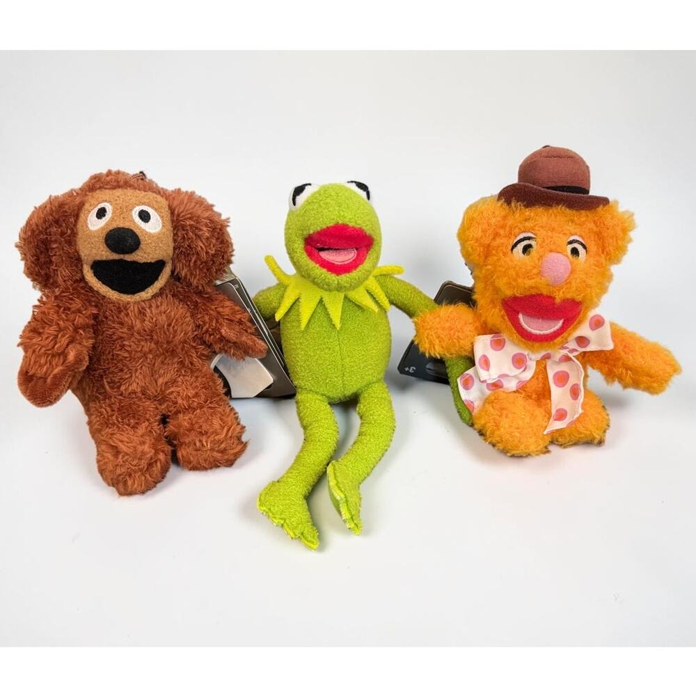 Disney Store The Muppets Kermit Fozzie Rowlf Plush Keychain Bag Charm Set NWT